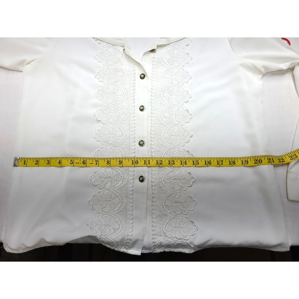 Cathy Che Womens Blouse w Lace Accent Sz 12 Bisiness‎ Office Capsule - Picture 7 of 7